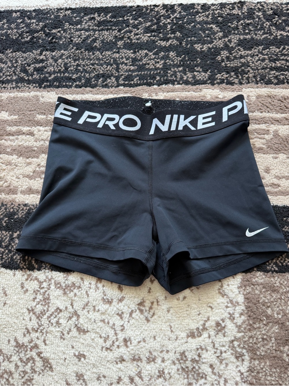 Women’s Nike Pro Black Training Bike Shorts with White Logo
